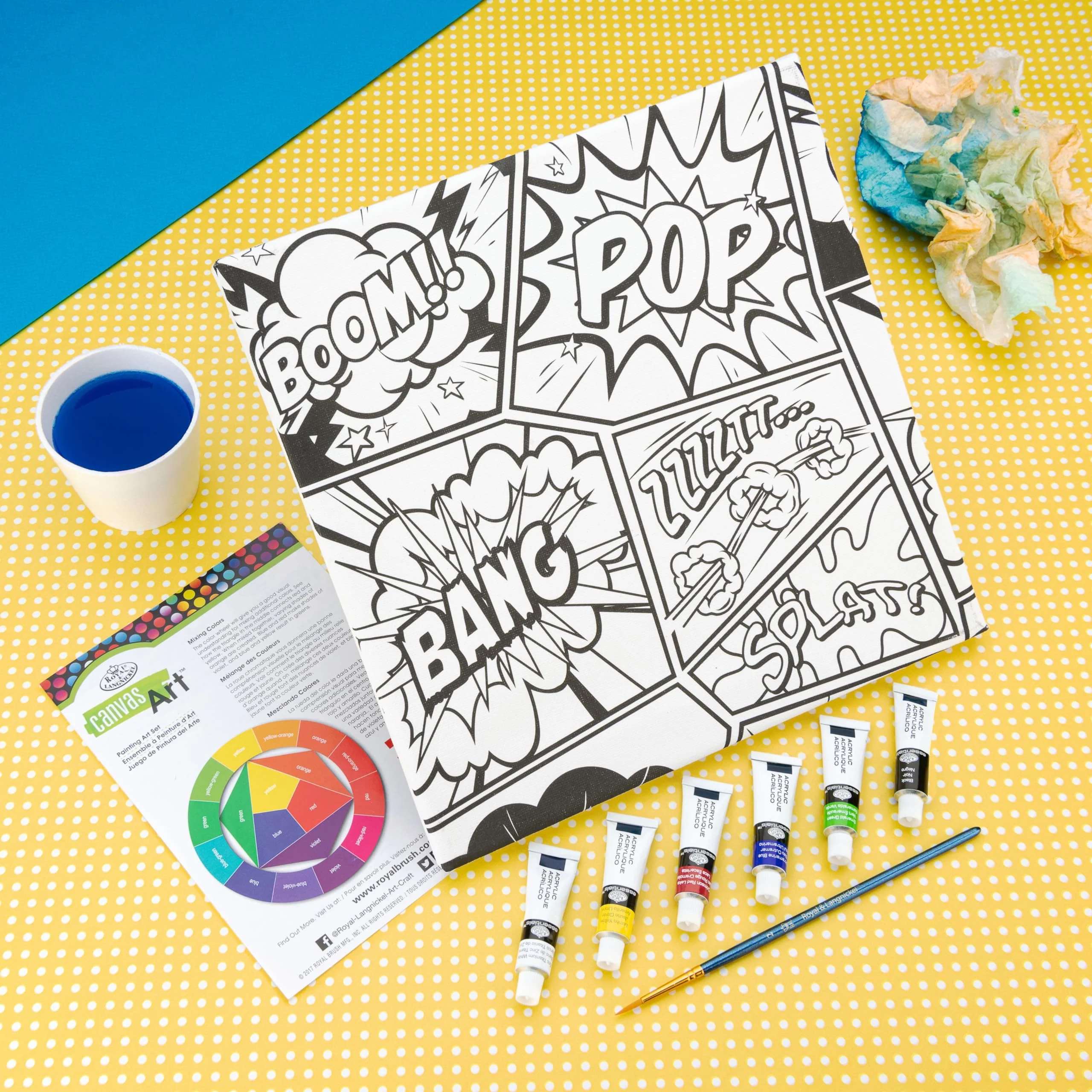 Royal & Langnickel 9pc Canvas Art Painting Art Set, Comic Strip - Image 3