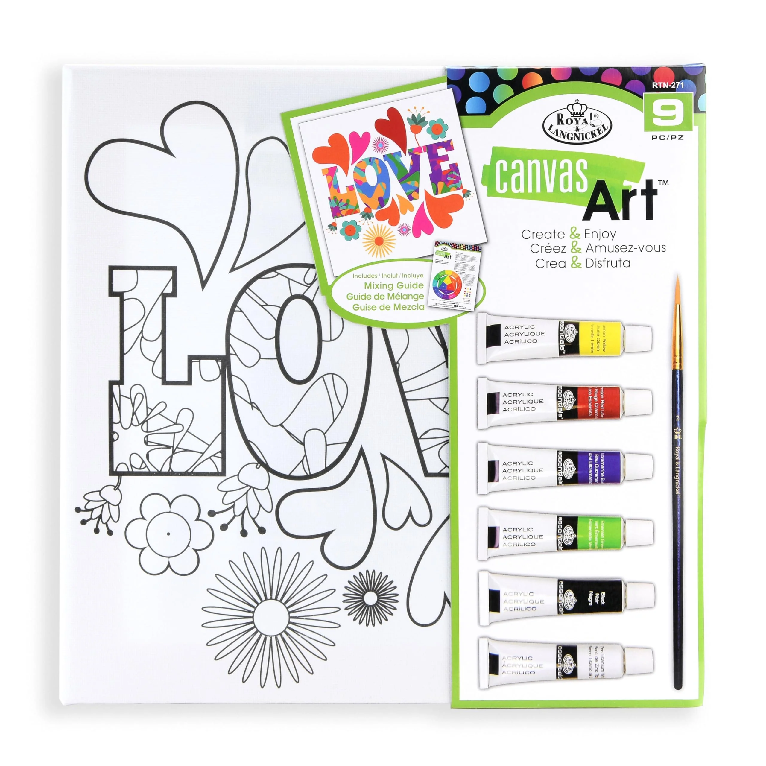 Royal & Langnickel 9pc Canvas Art Painting Art Set, Paint Love