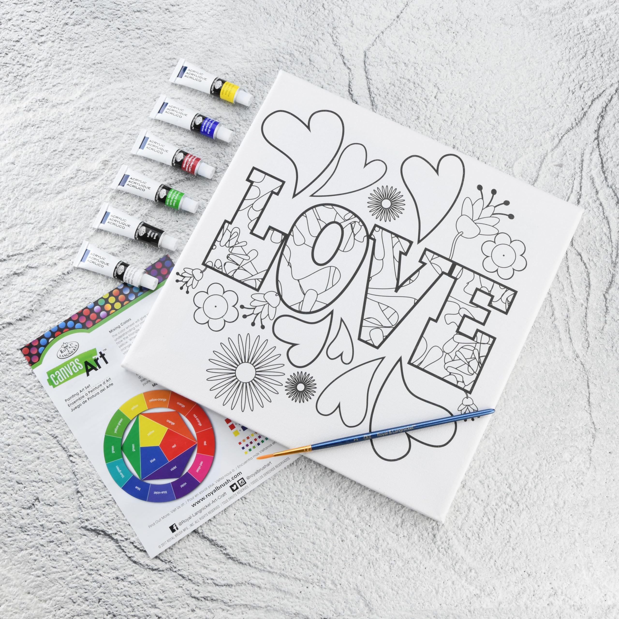 Royal & Langnickel 9pc Canvas Art Painting Art Set, Paint Love - Image 3