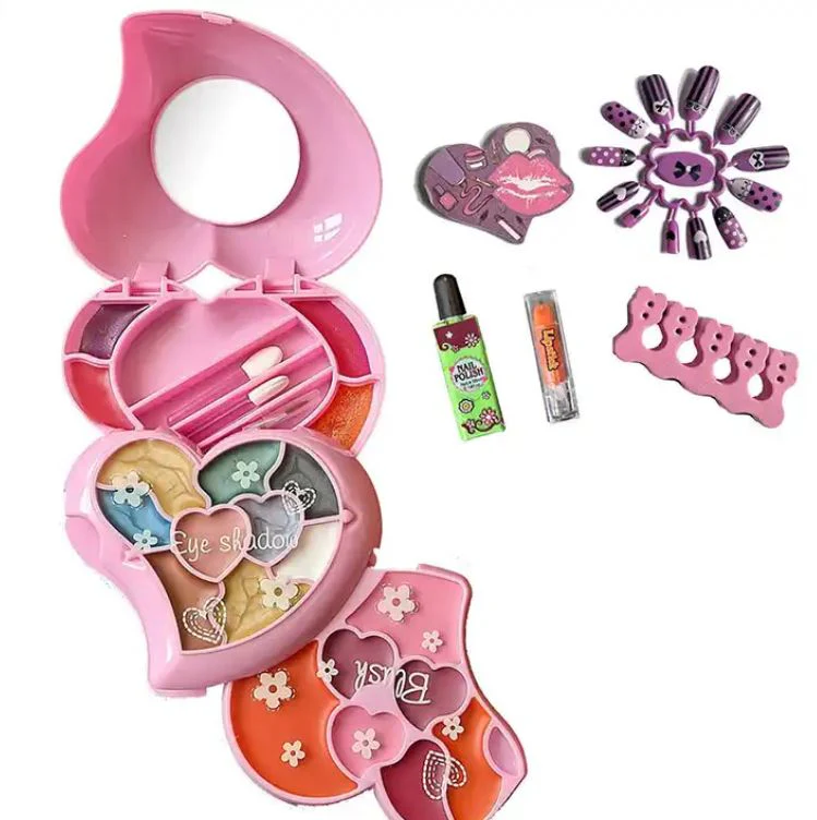 S & Li Cosmetics Kids makeup set kit with Heart shape plastic case - Image 3