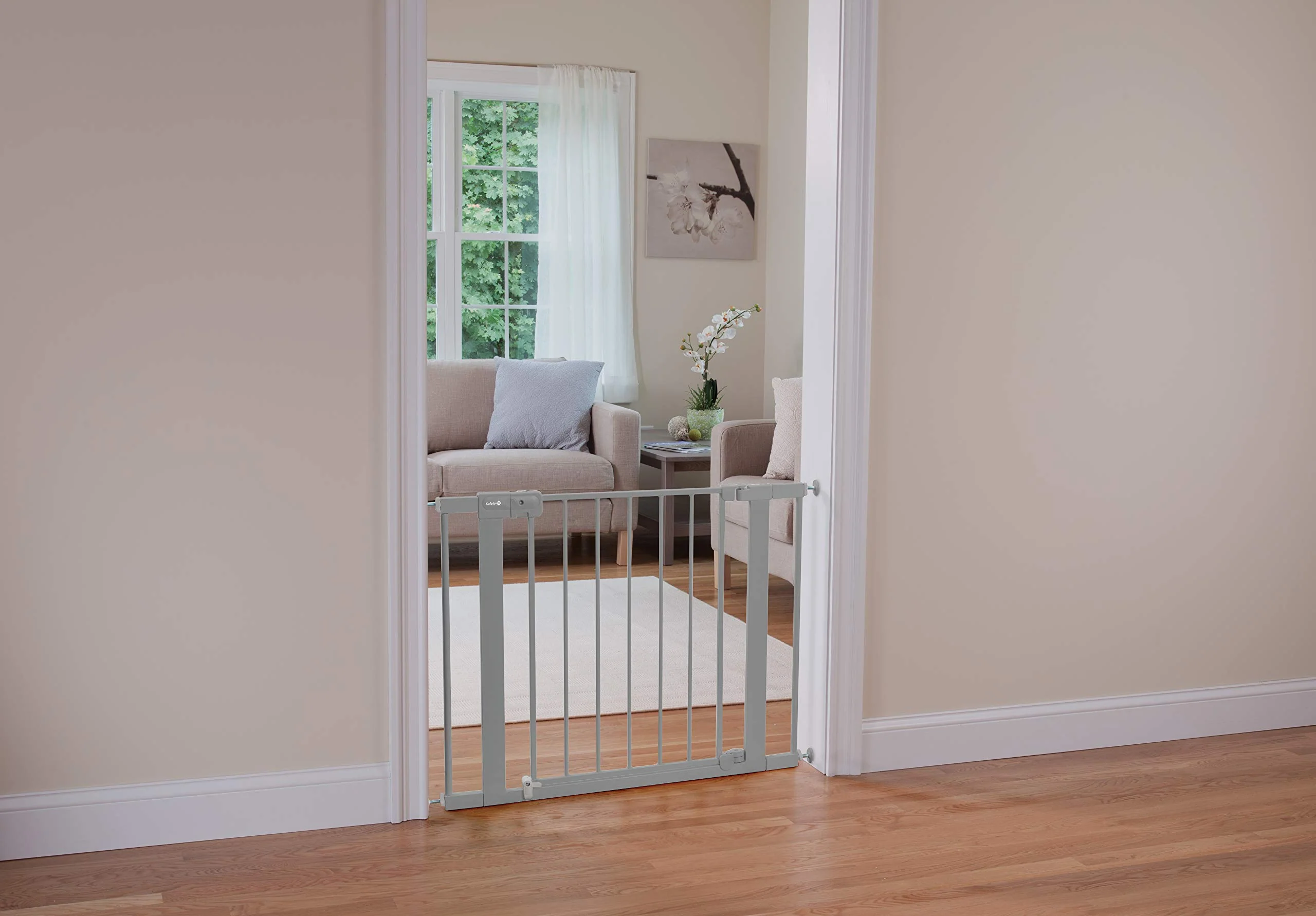 Safety 1st Easy Install Baby Gate for Doorways, Auto-Close Pressure-Mounted Magnetic Latch, Indoor Dog Gates, No Drilling, Fits 29"-38", Grey - Image 10