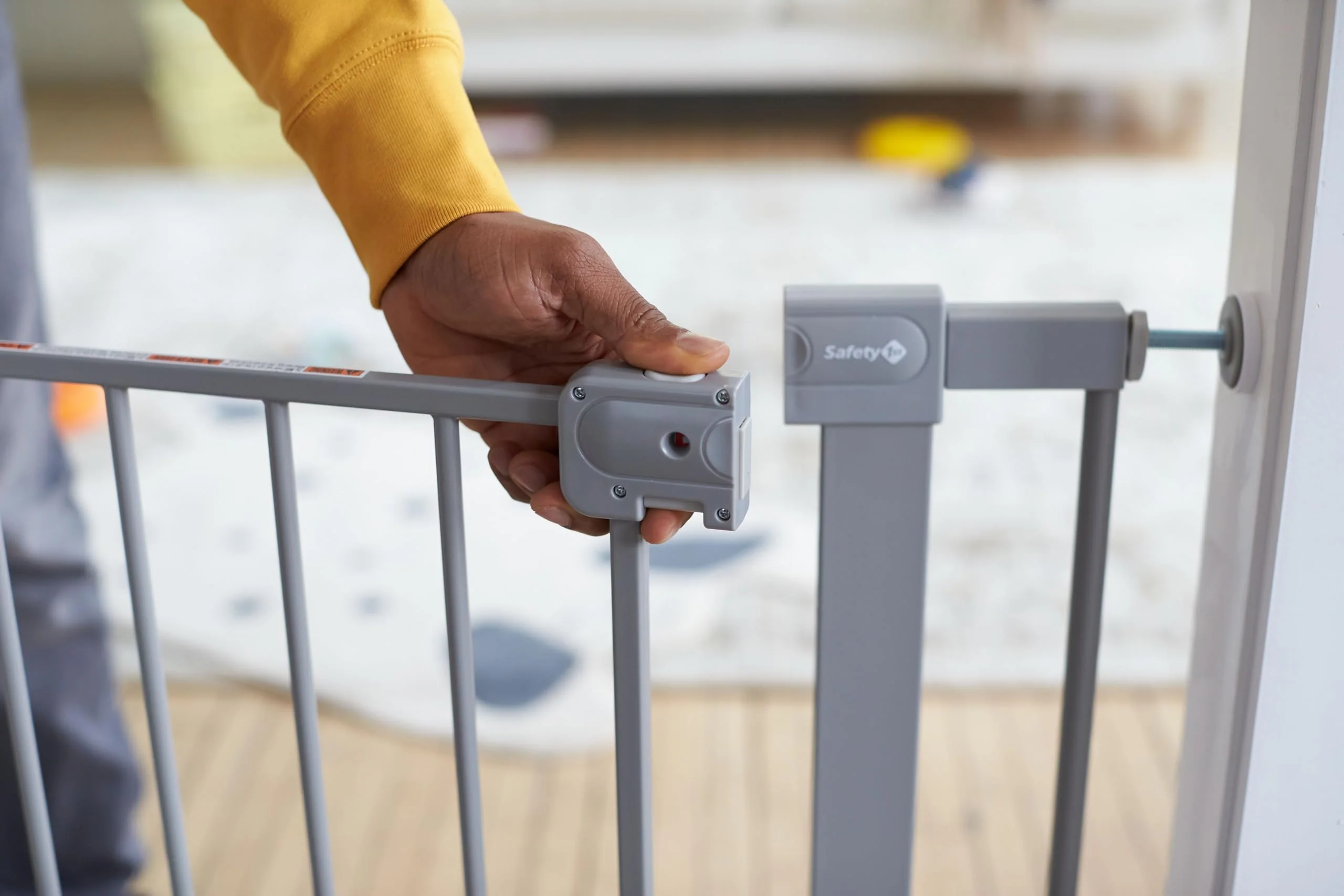 Safety 1st Easy Install Baby Gate for Doorways, Auto-Close Pressure-Mounted Magnetic Latch, Indoor Dog Gates, No Drilling, Fits 29"-38", Grey - Image 7