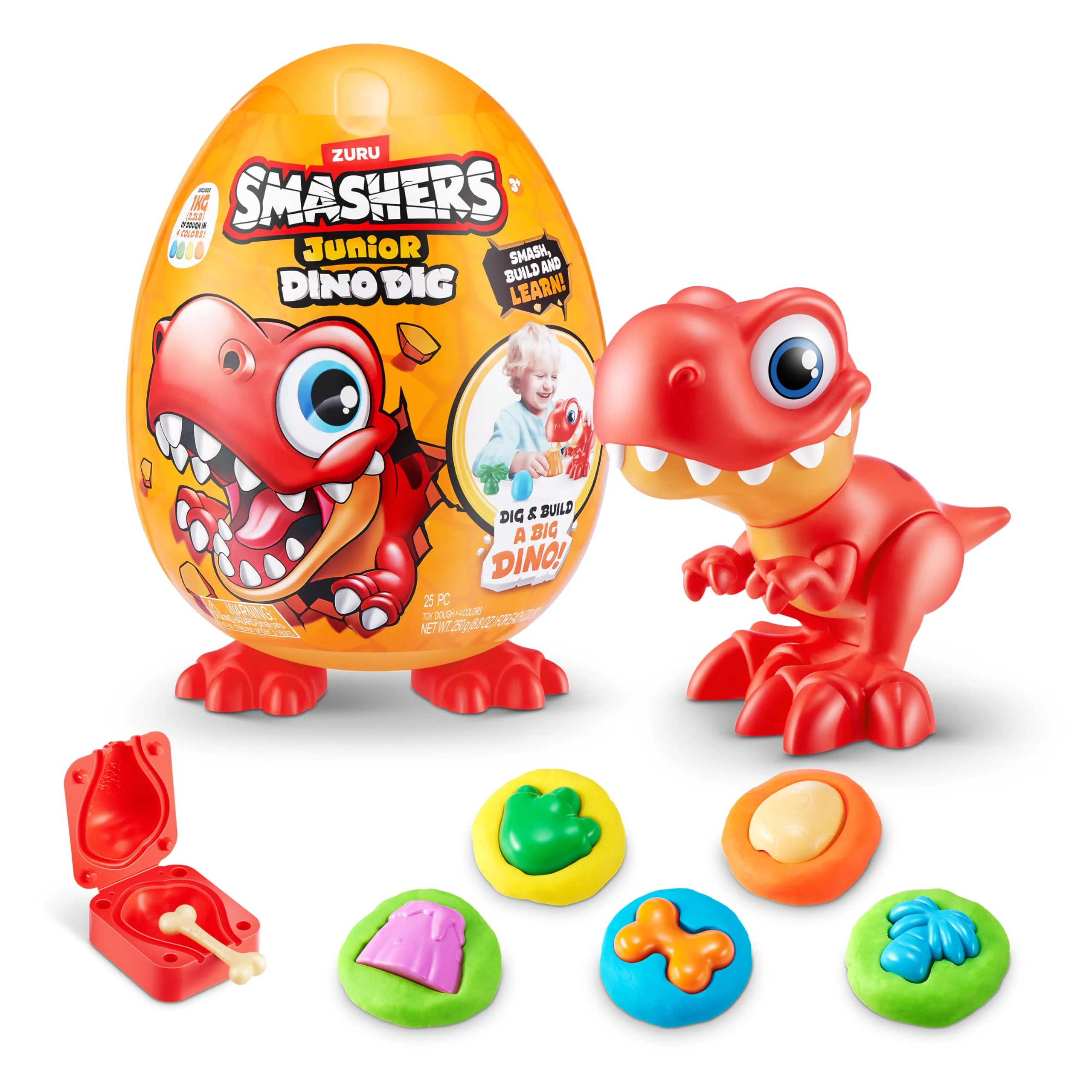 Smashers Junior( vary) Large Egg (T-Rex) by ZURU 18+ Surprises Compounds Mold Dinosaur Preschool Toys Build Construct Sensory Play for Kids - Image 2