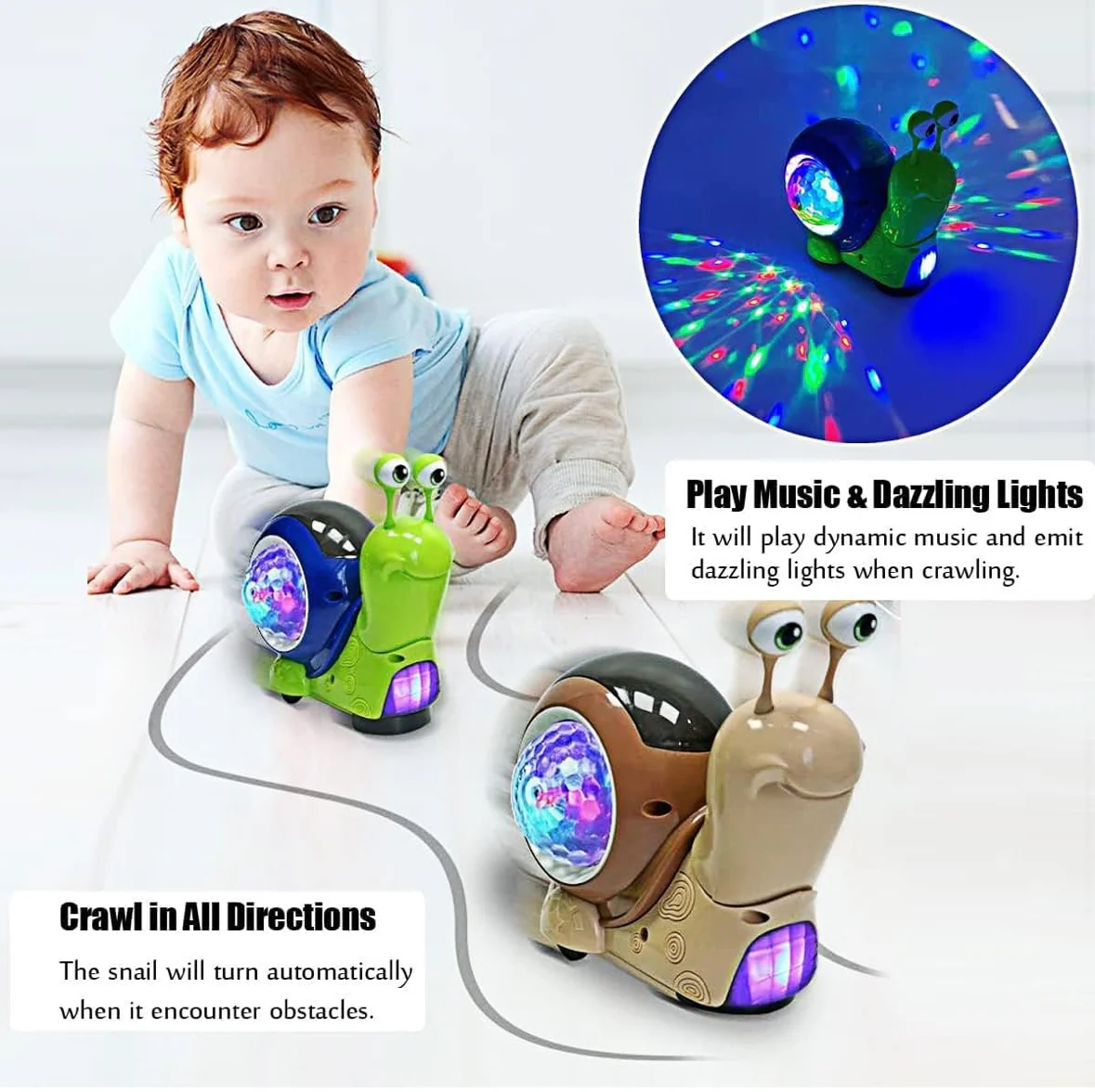 Electric Cute Toy Snail Electronic Animal Crawl, Play Music, Luminous Light - Image 5