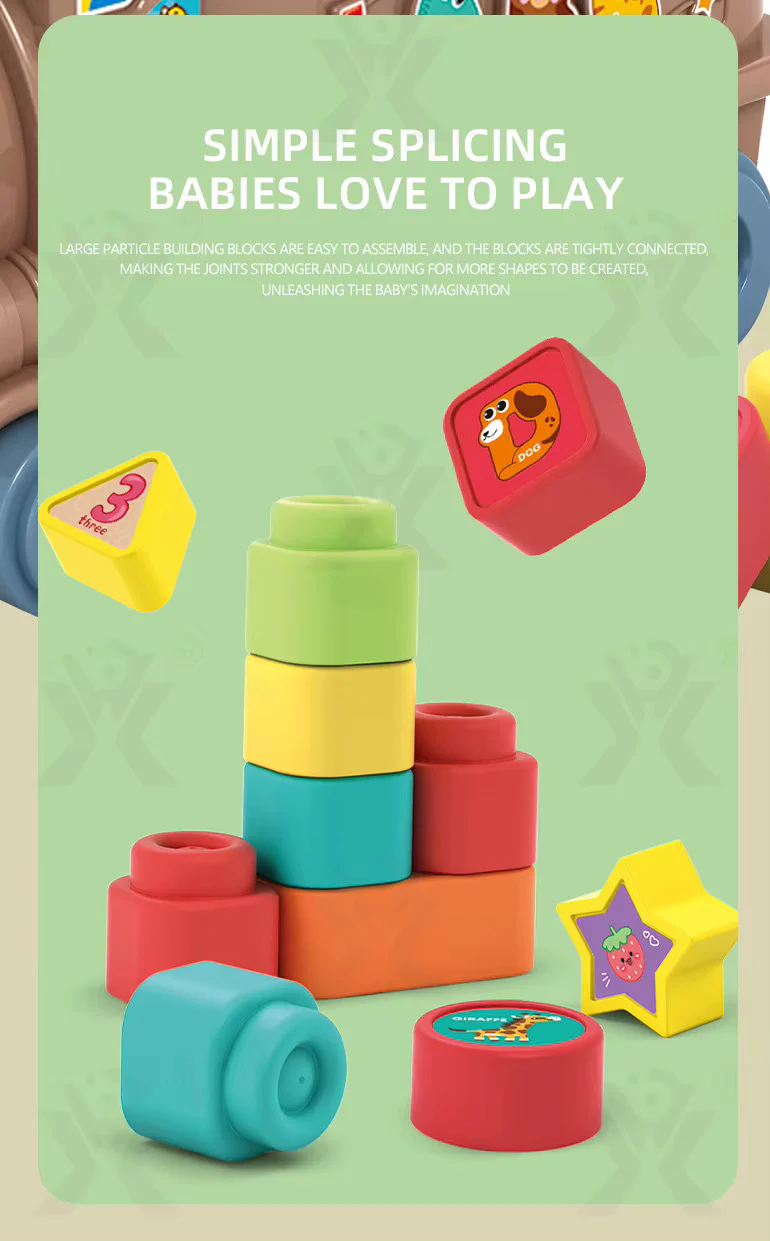 Soft Rubber Building Blocks Train Toy Kids Education 2 in 1 Multifunctional Toy - Image 5