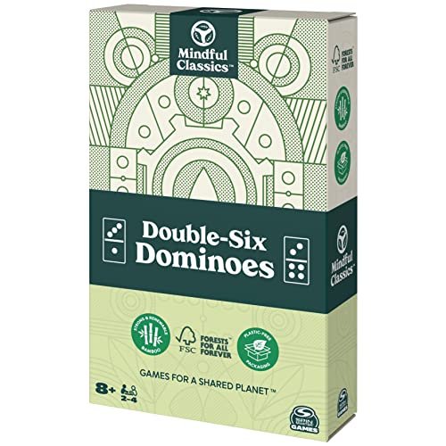 SPIN MASTER GAMES Mindful Classics, Double-Six Wood Dominoes Set Sustainable Classic Games with Wood Storage Case, for Adults and Kids Ages 8 and up - Image 3
