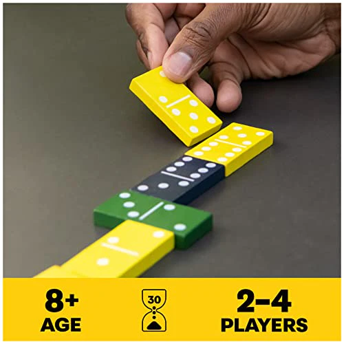 SPIN MASTER GAMES Mindful Classics, Double-Six Wood Dominoes Set Sustainable Classic Games with Wood Storage Case, for Adults and Kids Ages 8 and up - Image 8