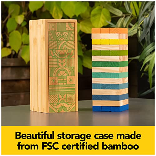 Spin Master Games Mindful Classics, Jumbling Tower Sustainable Wooden Blocks Tumbling Toppling Bamboo Wood Party Stacking Game, for Adults and Kids Ages 8 and up - Image 6