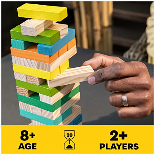 Spin Master Games Mindful Classics, Jumbling Tower Sustainable Wooden Blocks Tumbling Toppling Bamboo Wood Party Stacking Game, for Adults and Kids Ages 8 and up - Image 8