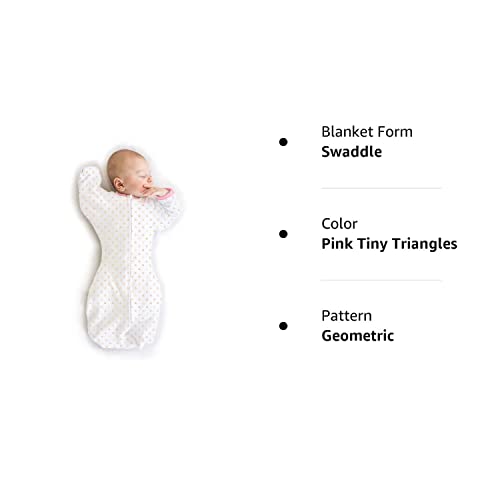 SwaddleDesigns Transitional Swaddle Sack with Arms Up Half-Length Sleeves and Mitten Cuffs, Tiny Triangles, Pink, Medium, 3-6mo, 14-21 lbs - Image 3