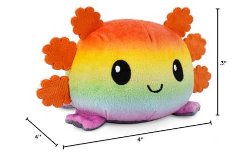 TeeTurtle - The Original Reversible Axolotl Plushie - Gray + Rainbow - Cute Sensory Fidget Stuffed Animals That Show Your Mood - Image 4