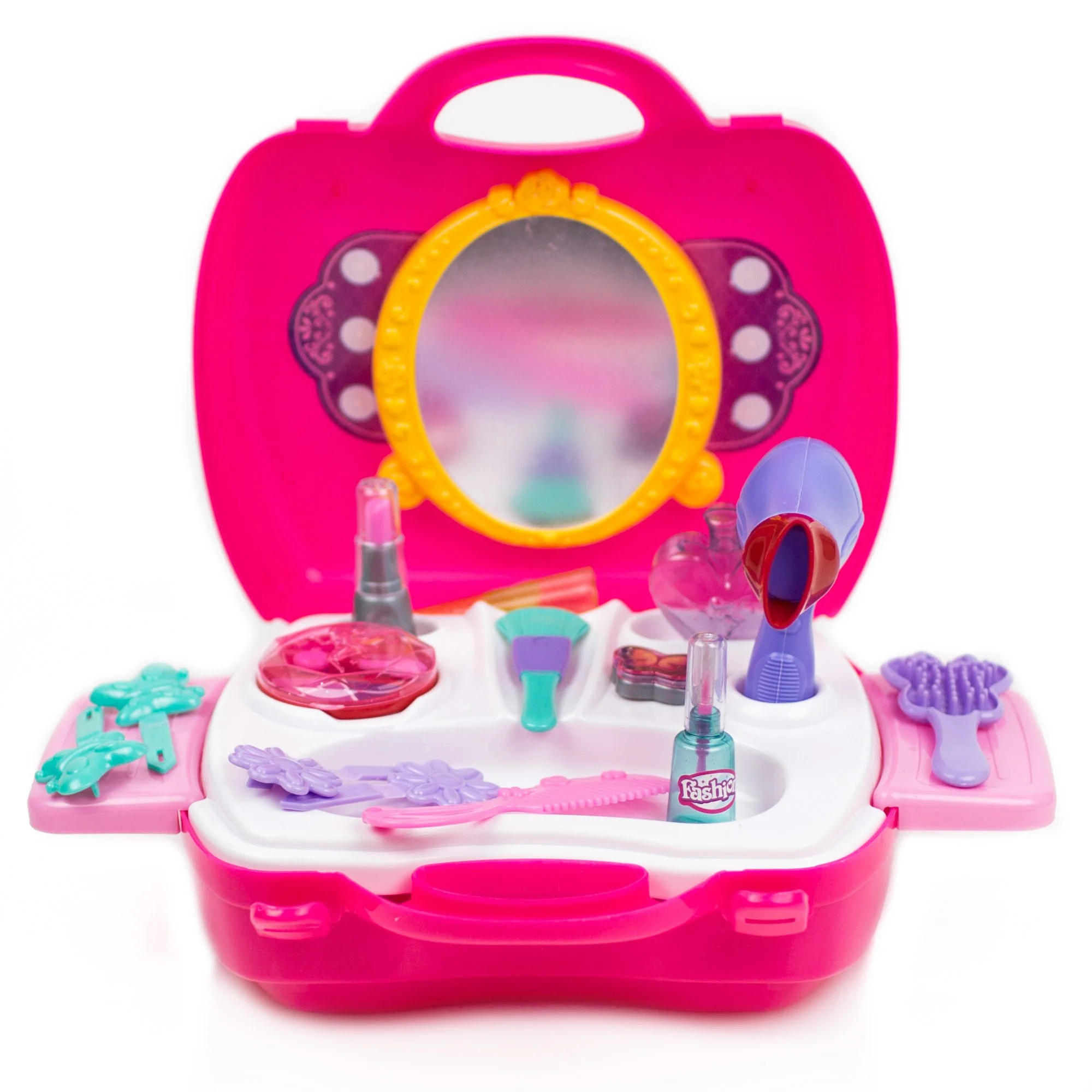 21-Piece Pretend Play Makeup Kit for Girls – Kid’s Vanity Makeup Kit with Beauty Salon Case, Lightweight & Portable Barbie Make Up Cosmetics Set for Toddlers - Image 2