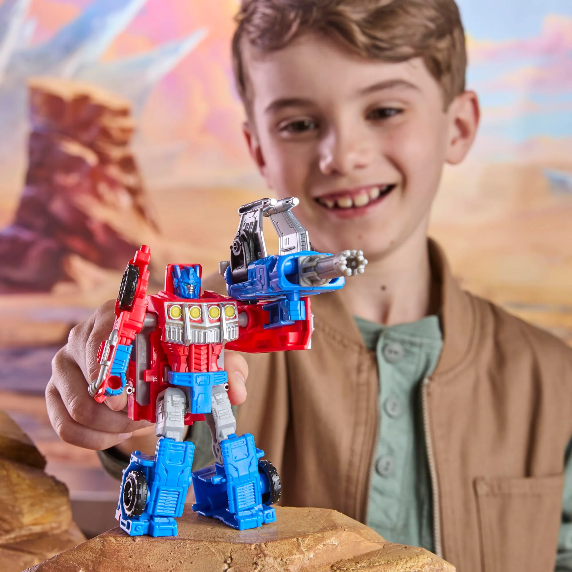 Transformers CYBERWORLD Optimus Prime Armored Cyber Changers 4-Inch Action Figure, Quick Change to Truck Mode, Robot Toys for Boys and Girls, Kids Christmas Stocking Stuffers, Ages 6+ - Image 10