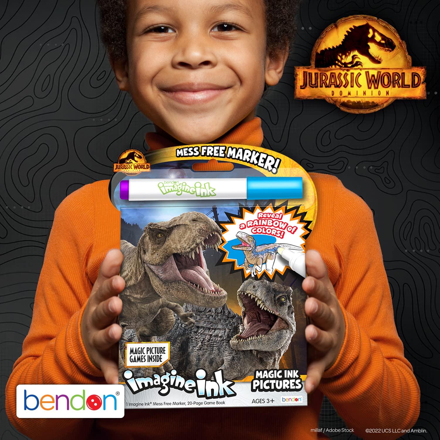 Universal Jurassic World Dominion 20 Page Imagine Ink Coloring Book with 1 Mess Free Marker - Image 2