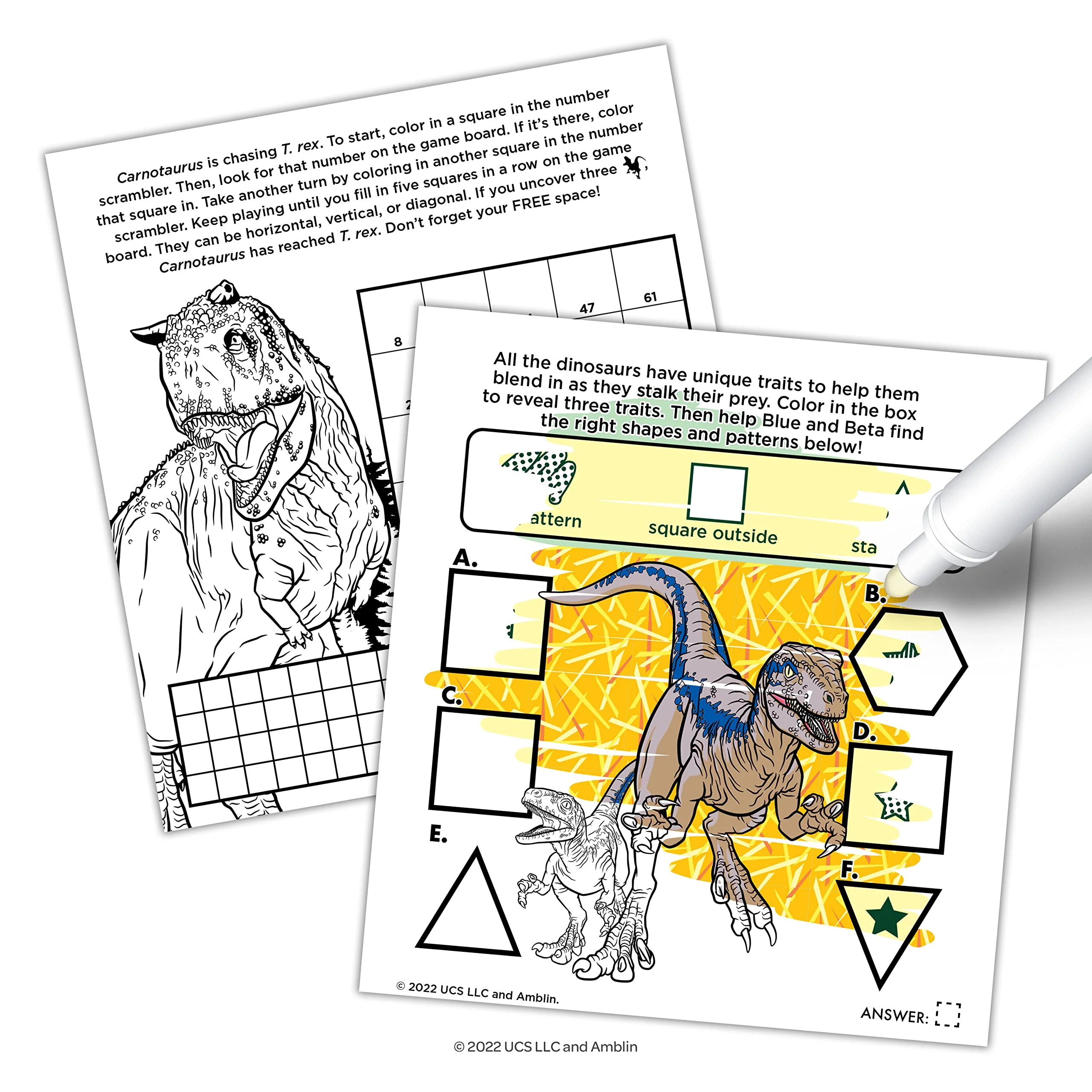 Universal Jurassic World Dominion 20 Page Imagine Ink Coloring Book with 1 Mess Free Marker - Image 3