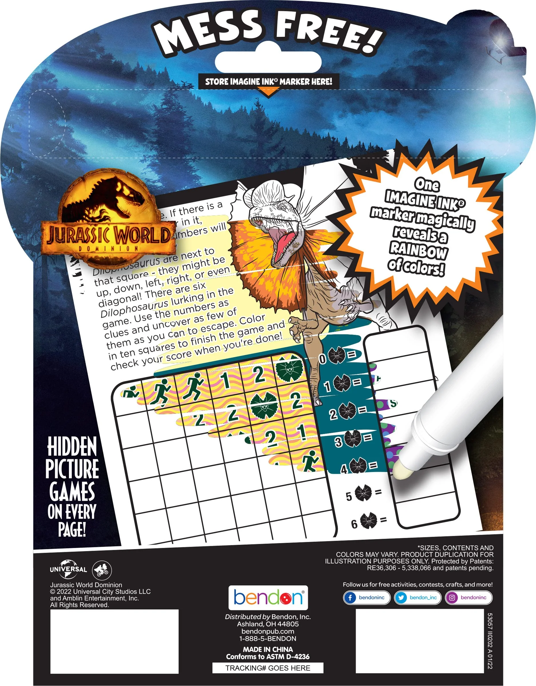 Universal Jurassic World Dominion 20 Page Imagine Ink Coloring Book with 1 Mess Free Marker - Image 5