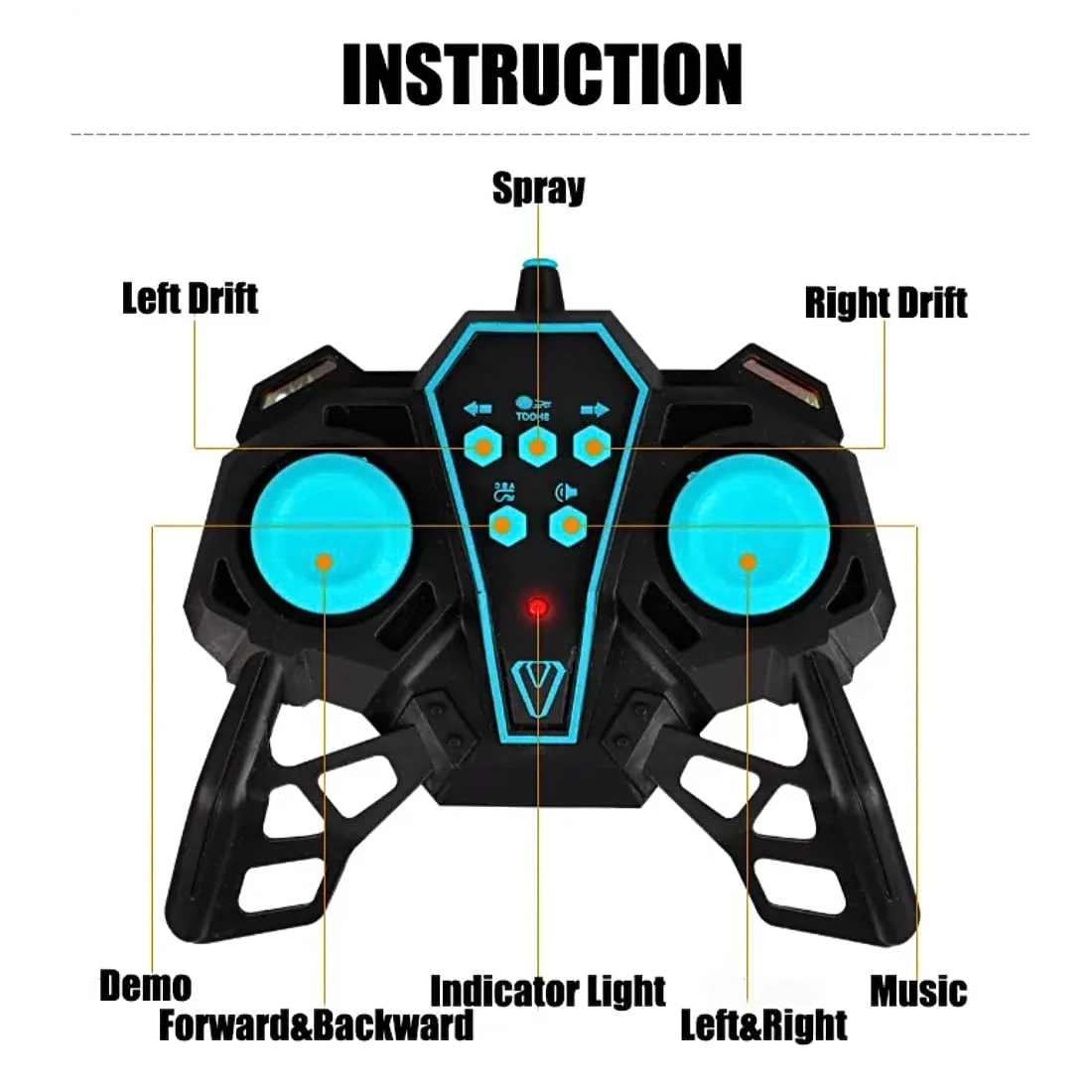 Wembley Rechargeable F1 Super Drifter 360° Rotation Remote Control Smoke car with LED Lights | 1:14 Fog Stunt High Speed 25KM/H Race Remote Control Fast Stunt Toy Car - Image 2
