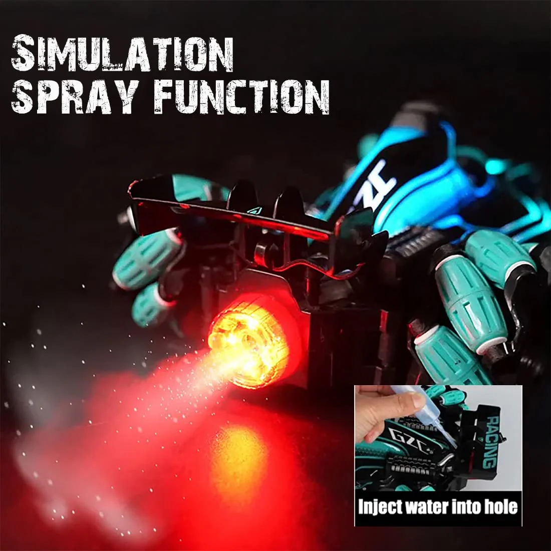 Wembley Rechargeable F1 Super Drifter 360° Rotation Remote Control Smoke car with LED Lights | 1:14 Fog Stunt High Speed 25KM/H Race Remote Control Fast Stunt Toy Car - Image 6