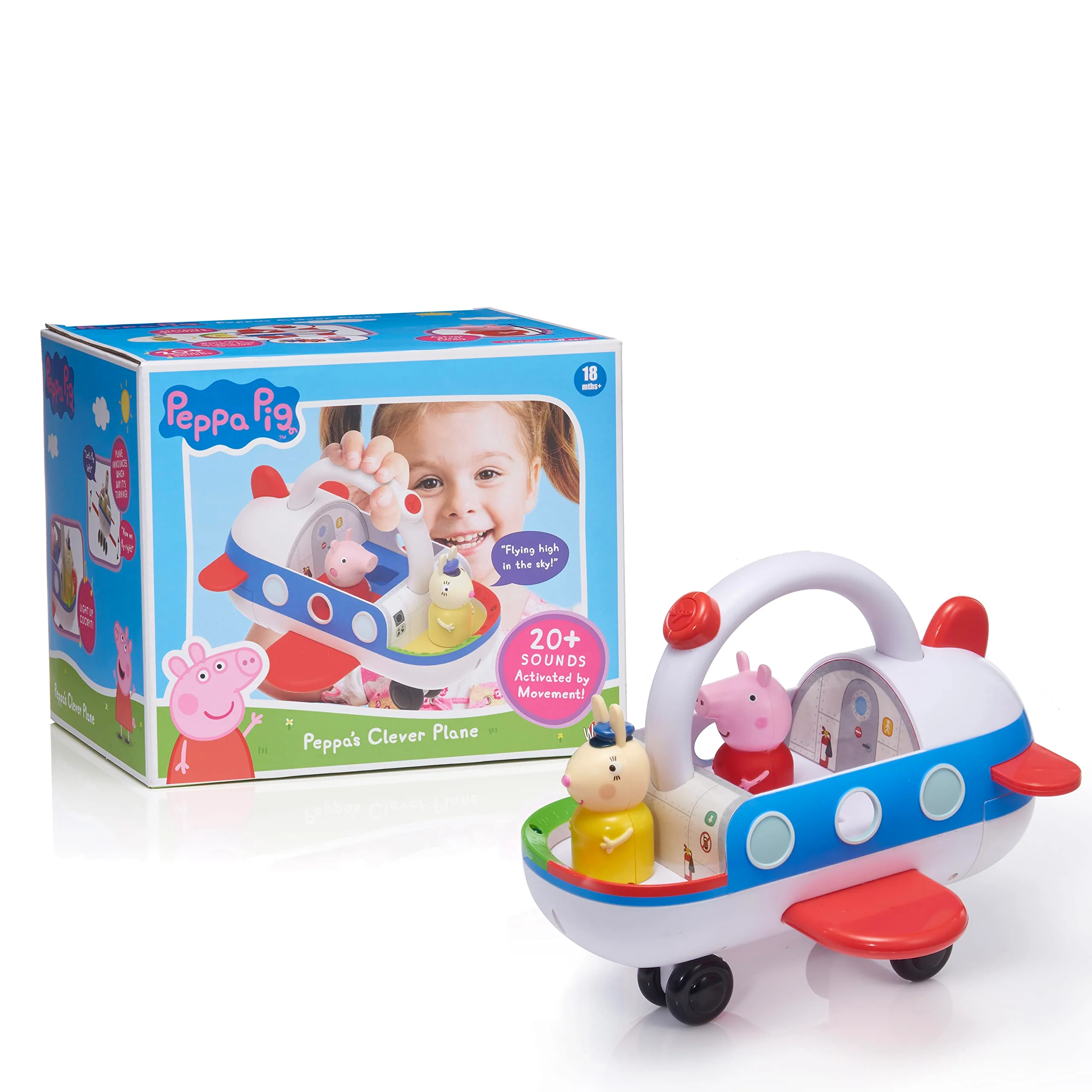 Wow! Stuff Peppa Pig Toys Clever Plane | Pre-School Learning Interactive Toy | 25+ Lights, Sounds and Phrases | Reacts to Motion Detection | for Toddlers Both Girls and Boys Ages 3+, White - Image 2